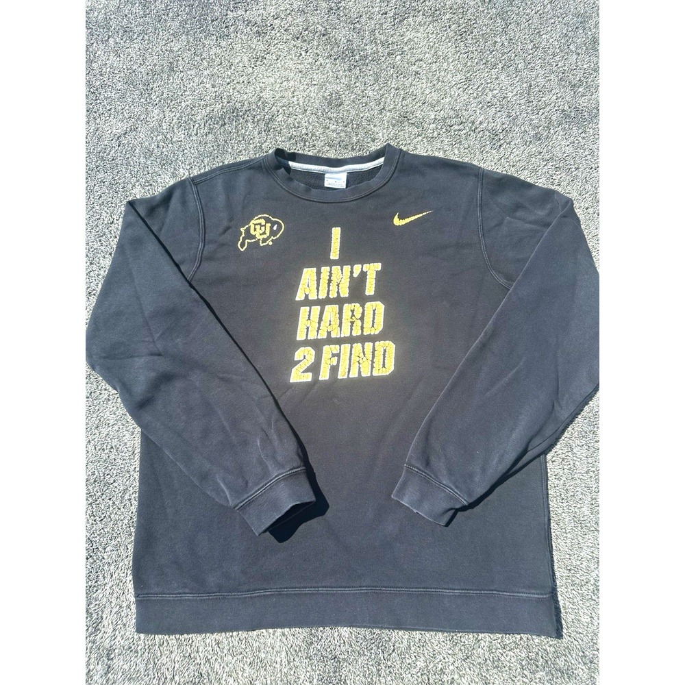Nike Colorado Buffaloes Sweatshirt Mens M Black Gold CU Football Swoosh Graphic